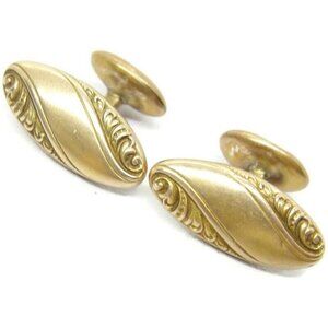 Antique Gold Plated Cufflinks Victorian Era Oval